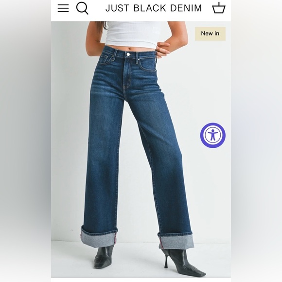 Just Black Denim Denim - Just Black Denim Palazzo jeans. Wide leg, cuffed hem. Dark wash. Very trendy.